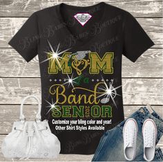 a t - shirt with the words mom, band senior and other styles available