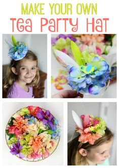 the instructions for how to make your own tea party hat with flowers and leaves on it