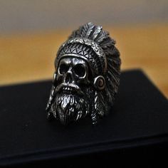 Handmade Rock n roll jewelry like you've never seen before. Grab yours NOW or cry later. Best attention to detail. Article name :THE CHERO Environmentally friendly metal ring made with passion and great attention to detail 🔨 Limited only 50 pcs will be produce : handmade skull rings Very comfortable to wear daily and in any occasion 🖤💍 Shipped from Jakarta, Indonesia Standard shipping use USPS ( US Customers ) Singapore post ( Rest of the world ) Express shipping use DHL Express Note : Please Indian Skull, Indian Rings, Handmade Skulls, Skull Rings, White Brass, Skull Ring, Metal Ring, Dhl Express, Metal Rings