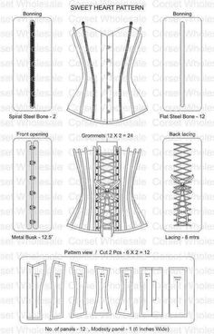 sewing pattern for a corset with the instructions to sew it and how to make