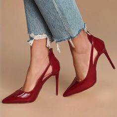 Brand New In Box, Didn’t Fit My Feet Since My Feet Is Wide Casual Burgundy Party Heels, High Heel Shoes Elegant, Red Stilettos, Red Pumps, High Heels Shoes, Red Heels, Pointed Toe Heels, Dress Shoes Womens, Nude Heels