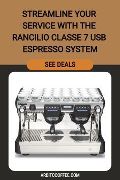 Meet the Rancilio Classe 7 USB Commercial Espresso Machine-a top-rated commercial espresso machine that's perfect for both small businesses and large establishments. Known for its durability and high performance, it's considered one of the best commercial espresso machines in the market. This industrial espresso machine for restaurants is not only reliable but also an affordable commercial espresso machine, making it a smart choice for any café. As a First in Coffee affiliate, Ardito Coffee may