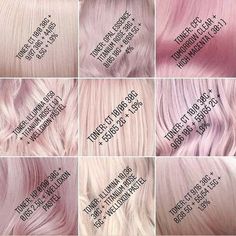 Pink Wella Formula, Redken Pink Formula, Wella Toner Chart, Shades Of Pink Hair, Light Pink Hair Color, Pastel Pink Hair Dye, Toner For Blonde Hair, Pastel Pink Hair Color, Wella Hair Color