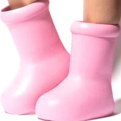 Anime Big Pink Boots Same Style Big Red Boots But Pink. Flexible Soft Durable Trendy Spring Rain Boots With Round Toe, Trendy Synthetic Booties With Round Toe, Casual High Ankle Synthetic Booties, Spring Rain Boots With Round Toe, Spring Round Toe Rain Boots, Pink Casual Synthetic Boots, Synthetic Booties With Rubber Sole And Round Toe, Cute Pink Synthetic Boots, Pink Ankle-high Boots With Rubber Sole