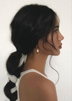 Amara Rossi, Straight Nose, Braid Accessories, Nose Job, Chic Hairstyles, December 8, Low Ponytail, School Looks, Side Profile