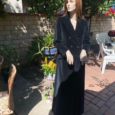 Classic Vintage Over Coat. Unisex. Very Long Black Velvet Double Breasted Vintage Coat. I Found This Beautiful Vintage Coat In A North Hollywood Antique Store. No Label. It’s A Small Women’s Size 14. I Believe This Coat Was Made In The Early 1960s. Length 58 Inches Long. Long Velvet Coat, Long Single-breasted Formal Blazer, Formal Long Single Breasted Blazer, Formal Long Single-breasted Blazer, Fitted Full-length Formal Outerwear, Black Velvet Coat Women, Formal Fitted Full-length Outerwear, Velvet Long Coat Women, Elegant Black Full Length Outerwear