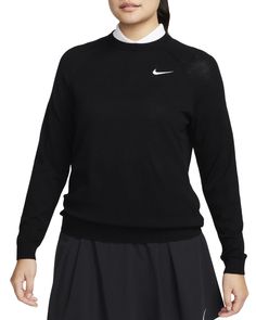 With a classic fit designed for layering and soft, cozy poly-blend fabrication, the Women’s Nike Tour Golf Sweater is your perfect companion for those chilly rounds on the green. Fit & Design: Classic fit pullover sweater Ribbed crew neckline Long sleeves Soft fabric and an easy fit help keep you comfy as you make your way through 18 holes. Ribbed hem and wrist cuffs for a cozy fit Nike Swoosh on the chest Additional Details: Machine wash Imported Womens Athletic Outfits, Golf Sweater, Golf Sweaters, Nike Long Sleeve, Wrist Cuffs, Nike Swoosh, Cozy Fits, Athletic Outfits, Golf Outfit