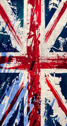 the british flag has been painted on to look like grungy paint