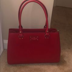 Brand New Kate Spade Red Satchel (Medium Sized) I Received This As A Gift But It’s Not My Style, So It’s In Perfect Condition. Kate Spade Red Formal Bag, Classic Red Bag For Work, Classic Red Bags For Work, Formal Red Kate Spade Bag, Classic Red Kate Spade Bag, Red Kate Spade Purse, Red Satchel, Kate Spade Purse, Kate Spade Bags