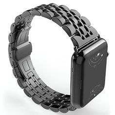 The Sierra stainless steel Apple band + case is integrated and creates a unique style suitable for anyone that wants to give a classic look to their iWatch. The Sierra apple watch strap protects your watch completely. Compatible with all apple watch series and easily adjusted to suit most wrist sizes. Features: High hardness wear-resistant steel does not scratch. Triple safety folding clasp and push-piece opening mechanism. The band comes with watch lugs on both ends, which locks onto the watch easily. Band interfaces precisely and securely. Easy and direct installation and removal. Adopt unique triple safety folding clasp, firmly closed, and prevents loosening automatically, easy to take on / off Stainless steel band with fine buffing and brushed finish, it gives a classy look to your App Modern Black Metal Watch Bands, Modern Rectangular Stainless Steel Watch Bands, Black Metal Watch Bracelet Strap, Modern Stainless Steel Rectangular Watch Bands, Black Metal Watch Accessories With Bracelet Strap, Black Metal Bracelet Strap For Watch, Black Stainless Steel Bracelet Strap Watch Band, Modern Rectangular Stainless Steel Apple Watch Band, Adjustable Stainless Steel Modern Watch Bands