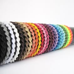 there are many different colors of crocheted fabric