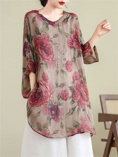 Description Product ID: TP2051849 Material: Linen, Cotton Pattern: Print Closure: Pullover Sleeve: Half Sleeve Season: Summer Style: Fashion, Elegant, Retro Occasion: Shopping, Travel, Park Package included 1 * Shirt Size Chart (Asian Size) Please allow 1-3 cm measured error. Size Length Chest Sleeve Length M 86cm | 33.9 in 114cm | 44.9 in 42cm | 16.5 in L 87cm | 34.3 in 116cm | 45.7 in 43cm | 16.9 in XL 88cm | 34.6 in 120cm | 47.2 in 44cm | 17.3 in XXL 89cm | 35.0 in 124cm | 48.8 in 45cm | 17.7 Shirt Size Chart, V Neck Shirt, Fashion Elegant, Shopping Travel, Neck Shirt, Half Sleeve, Flower Print, 16 9, Season Summer