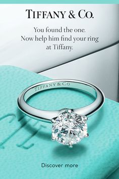 an advertisement for tiffany & co featuring a diamond ring