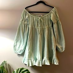 Sea Green Dress, Free People Beach, Beach Mini Dress, 20th Birthday, Sea Green, Free People Dresses, Free People Dress, Green Dress, Ruffles