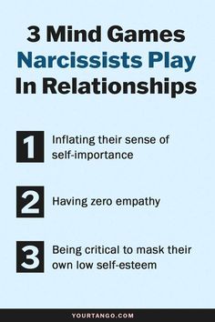 How do you know if you're with a narcissist? These are 3 mind games they play when in a relationship Narcissistic Men, Narcissistic Behavior, Mind Games, Low Self Esteem, Conflict Resolution, In A Relationship, Dating Tips, A Relationship