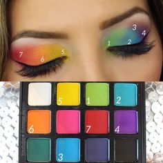 Simple Eyeshadow Tutorial, Everyday Eyeshadow, Rainbow Eye Makeup, Rainbow Eyeshadow, Simple Eyeshadow, Rainbow Eyes, Makeup Tutorial Step By Step, Pride Makeup