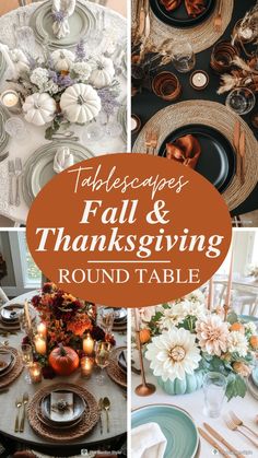 tablescapes fall and thanksgiving round table