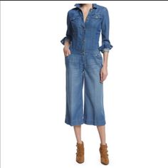 Amazing! Never Worn With Tags!! Buttons On Front, Button Detail On Sides. Medium Wash Jumpsuits With Buttons For Workwear, Workwear Jumpsuits And Rompers With Buttons, Medium Wash Jumpsuits And Rompers With Buttons For Work, Moving Sale, Denim Jumpsuit, Button Detail, Pant Jumpsuit, Jumpsuit Romper, Color Blue