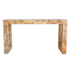 a marble console table with an intricate design on the top and bottom, against a white background