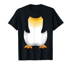 a black and white t - shirt with an image of a penguin on it's chest