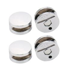 three chrome knobs with two holes on each side