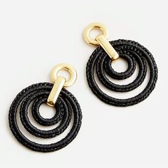 Jcrew Layered Raffia Hoop Earrings Nwt Black New With Tag These Modern Raffia-Wrapped Hoops Are Perfect For The Office And Beyond. Comfortable & Lightweight. Dress Up An Outfit Or Wear On The Weekend Out & About. Gold-Plated Brass Casting Acetate Raffia Hypoallergenic Titanium Posts Disc Clutches Length Approx .3” Black Hoop Jewelry For Summer, Summer Black Hoop Jewelry, Chic Black Hoop Earrings, Chic Black Earrings For Summer, Modern Black Jewelry For Summer, Chic Black Hoop Jewelry, Modern Black Summer Jewelry, Crystal Cluster Earrings, Crystal Teardrop Earrings