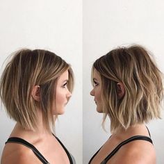 Versatile Layered Blunt Bob----You may think that shorter style like the bob haircut is not all that versatile. Well, you would be wrong. A blunt-edged shoulder-length bob with a few long layers is a very handy style. Wear it straight for edgy glam, or in beachy waves for off-duty chic. Gorgeous both ways. Kort Bob, Messy Bob Hairstyles, Shoulder Length Bob, Medium Bob Hairstyles, Choppy Bob Hairstyles, Shoulder Hair, Shoulder Length Hair Cuts, Short Bob Hairstyles, Bob Cut