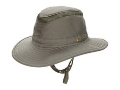 Tilley Endurables Hikers Hat - Traditional Hats : Olive : The primary materials that compose this product contain a minimum of 20 percent organic content. Take to the trails with Tilley Endurables and the Hikers Hat. Flat-crown, full-brimmed hat made with organic cotton. 3/4 mesh panels provide added airflow. Buoyant construction float in water to endure your next day on the lake isn't ruined. Cotton hatband with a front and back wind cords system that secures Hat in gusty conditions. Full brim Durable Functional Hat With Curved Brim, Durable Curved Brim Functional Hat, Durable Functional Hats With Curved Brim, Breathable Solid Color Hats For Hiking, Khaki Brimmed Hat For Hiking, Outdoor Cap With Ventilation, Outdoor Ventilated Cap, Casual Ventilated Cap, Breathable Brimmed Hats For Hiking