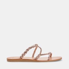 DION SANDALS ROSE GOLD METALLIC STELLA – Dolce Vita Chic Sandals With Braided Straps And Adjustable Fit, Chic Adjustable Sandals With Braided Straps, Chic Adjustable Woven Sandals, Summer Sandals With Adjustable Woven Leather, Flat Adjustable Woven Leather Sandals, Adjustable Woven Leather Flat Sandals, Minimalist Sandals, Stella Rose, Sandals Woman