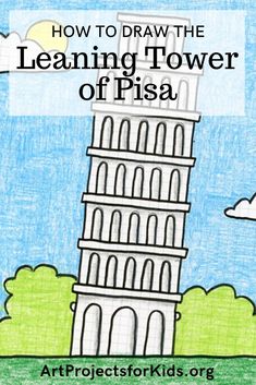 the leaning tower of pisa with text overlay that reads how to draw the learning tower of pisa