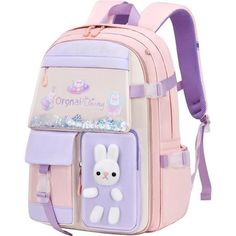 Bunny Backpack For Girls- Warm Notice: We Have Two Options- (Backpack Only Version) And (Backpack With Lunch Bag Version),Girls Backpack Elementary School Size: Kids Backpack-16.1"H X 6.3"W X 11.8"L, Lunch Bag- 7'h*3.5'w*11'l. School Bag With Shinning Sequins And Cute Bunny Are Great For Girls To School, Kindergarten, Preschool, Elementary School, Daycare, Other Outdoor Activities, Like Overnights To Grandma's And More! High Quality Girls Backpack- The Outer Material Of The Elementary School Bac Elementary School Backpack, Bunny Backpack, Preschool Girl, Kawaii Bag, Kawaii Backpack, Girls Backpack, Childrens Backpacks, Laptop Rucksack, School Bags For Girls