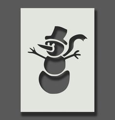 a snowman with a hat and scarf on it's head is standing in front of a gray background