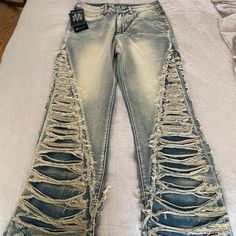 Very Cool Distressed Jeans - Never Worn - Wrong Size Was Ordered. Length Is 41.5” From Waist. Mens Outdoor Fashion, Design Pants, Reworked Denim, Cute Pants, Jackets Men Fashion, Denim Jeans Men, Outdoor Fashion, Destroyed Jeans, Jeans Men