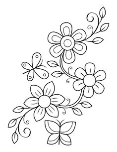 flowers with leaves and swirls coloring page