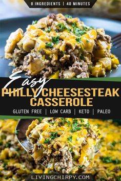 an image of easy philly cheese steak casserole