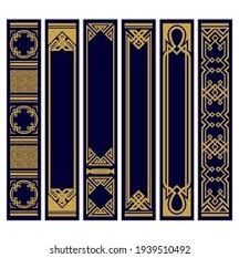 an art deco style set of decorative dividers in gold and blue