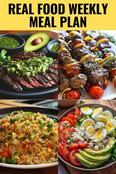 Real Food Weekly Meal Plan Health Eating Meal Plan, Low Diet Meal Plan, Healthy Fats Meals, Just Eat Real Food, Awaken 180 Meal Plan, Healthy Meals For The Whole Family, Realistic Diet Plan, Easy Whole Food Recipes Clean Eating, Dinner Ideas Whole Foods