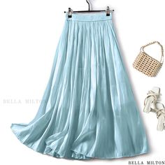 Bellamilton - Illuminating Copper Ammonia Silk A-line Skirt with Pleated Design and High Waist Skirt With Pleats, Silk Midi Skirt, High Waisted Pleated Skirt, Skirts Midi High Waisted, Wardrobe Outfits, Denim Midi Skirt, Pleated Midi Skirt, Skirt Type, Types Of Skirts