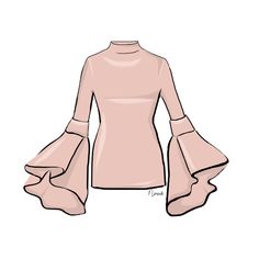 a drawing of a top with bell sleeves