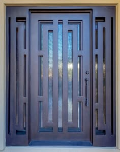 a close up of a door with glass panels on the outside and side windows above it