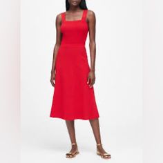 Ribbed Banana Republic Size Medium Midi Red Dress Has A Tiny Snag On The Back But Nwt Midi Red Dress, Summer Black Dress, Fashion Jackson, Summer Fashion Dresses, Fashion Wishlist, Summer Dress Outfits, Red Midi Dress, Banana Republic Dress, Knit Midi