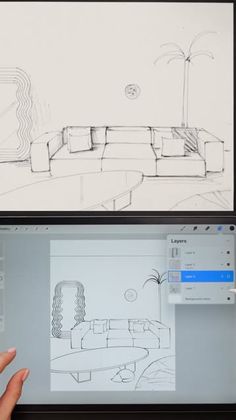 someone is drawing on the computer screen and using it to draw something with their hands