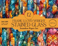 frank lloyd wright stained glass seamless paper set