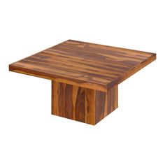 a square wooden table with one end cut out to show the top and bottom section