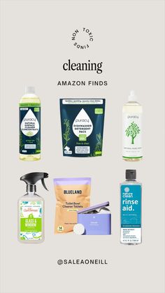 an advertisement for cleaning products on a white background with the words, cleaning amazon finds