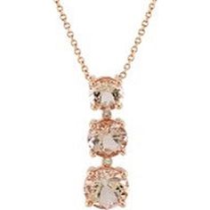 14K Rose Gold 4 Carat Morganite Three Stone Pendant Necklace by EFFY Luxury Rose Gold Diamond Necklace With Gemstone, Luxury Faceted Rose Gold Necklaces, Rose Gold Frame, The Veil, Stone Pendant Necklace, Rose Gold Metal, Ethereal Beauty, Design Set, Stone Pendant