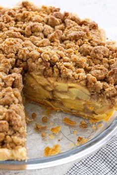 a close up of a pie on a plate