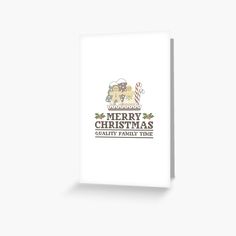 merry christmas quality family time greeting card with an image of two elephants on the front