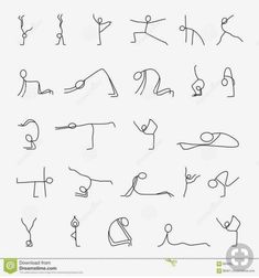 various hand drawn yoga poses and postures