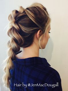 pull-through braid Occasion Ponytail, Braided Ponytail Hairstyles, Hair 2018, A Ponytail, Beautiful Braids, Have Inspiration, Girl Short Hair